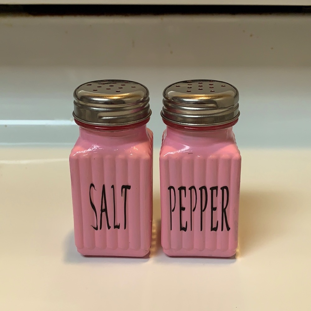 Pastel Pink Hand Painted Salt Pepper Shakers
